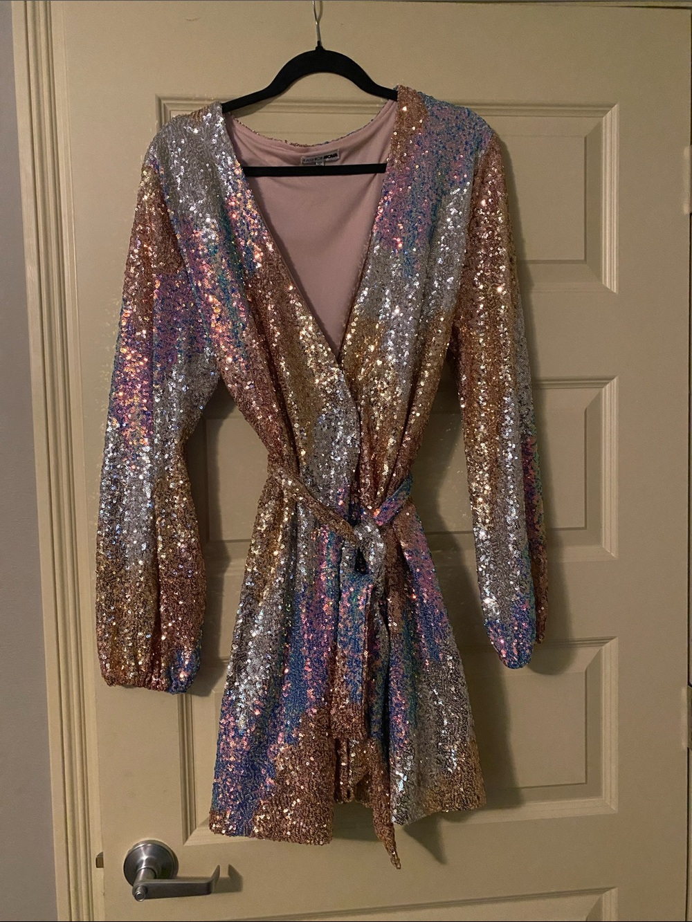 Fashion Nova Iridescent Sequin Mini Dress - Rose Gold, Silver, Pink, Blue